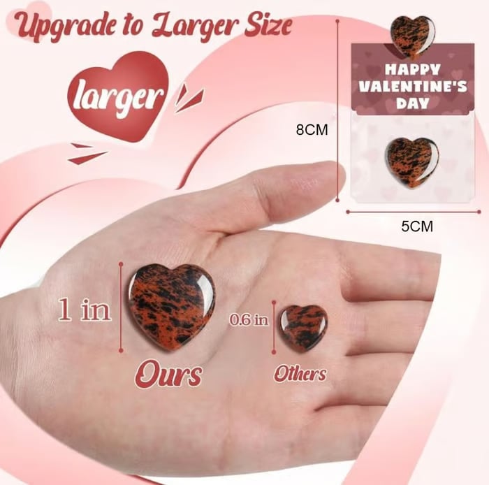 💖 Valentine's Day Gem Gift Cards – 24 Heart-Shaped Gemstones for Kids & Adults
