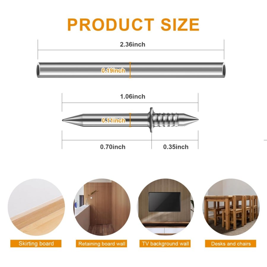 🔩 Double-Headed Skirting Nails | Seamless Non-Marking Invisible Thread Fasteners ✨