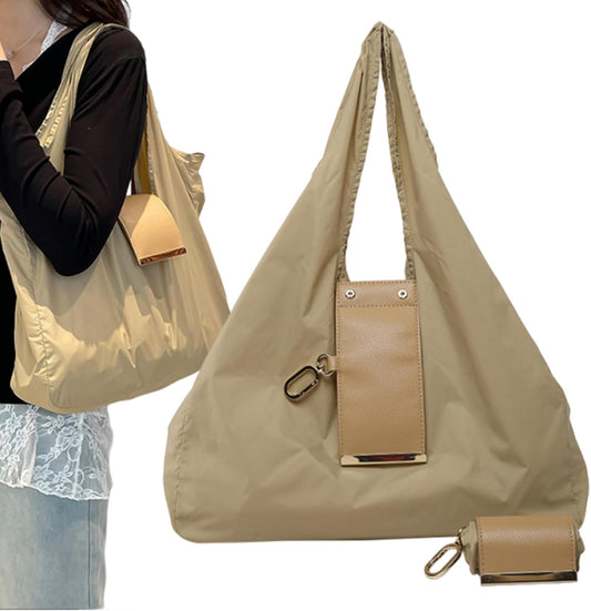 ⭐ Keychain Foldable Carrying Bag🌿 Eco-Friendly Reusable Shopping Tote | Large Capacity Grocery Bag with Wallet & Keychain | Portable Everyday Handbag👜✨