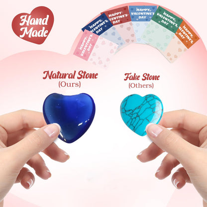 💖 Valentine's Day Gem Gift Cards – 24 Heart-Shaped Gemstones for Kids & Adults