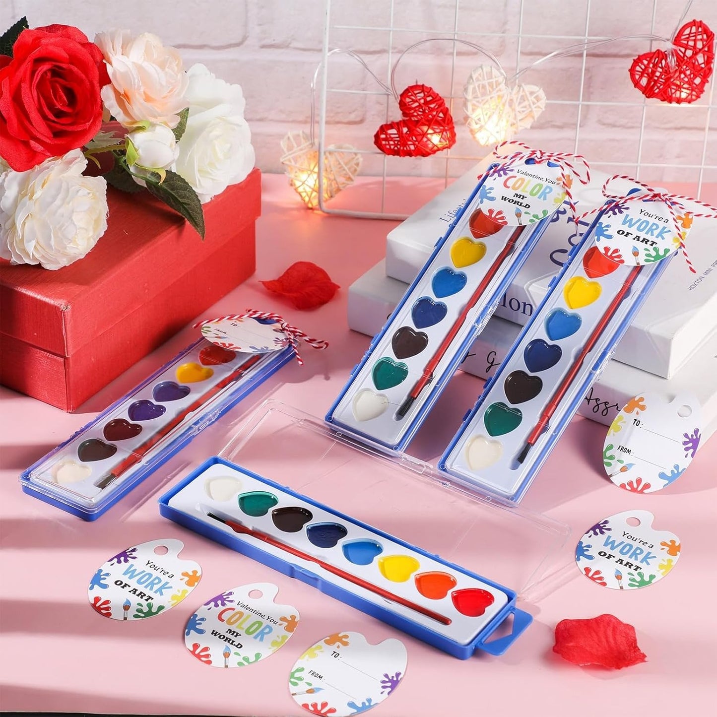 💖🎨 Mini Watercolor Paint Set for Valentine’s Day – Portable Art Kit, Romantic Gift for Artists & DIY Lovers