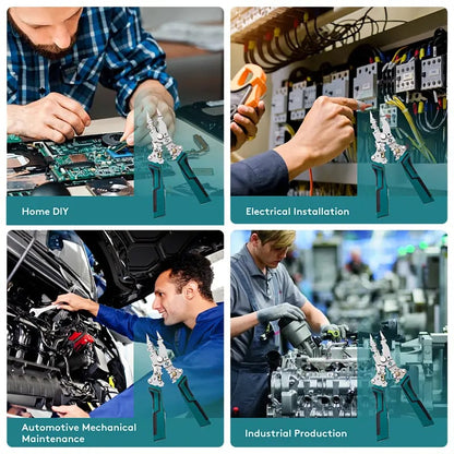 🛠️16-in-1 Wire Stripper & Twister Pliers – Cutter, Crimper & Voltage Tester (12–250V AC/DC) with LED & Sound Alert