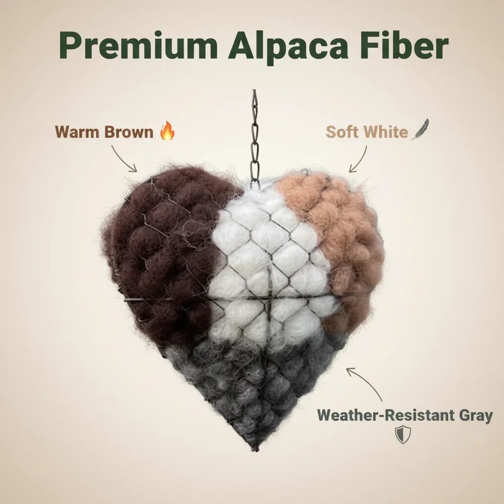 🕊️🏡 Handmade Alpaca Fiber Bird Nesting Heart ❤️ Natural • Warm • Eco-Friendly Cozy Home for Garden Birds
