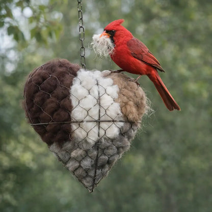 🕊️🏡 Handmade Alpaca Fiber Bird Nesting Heart ❤️ Natural • Warm • Eco-Friendly Cozy Home for Garden Birds