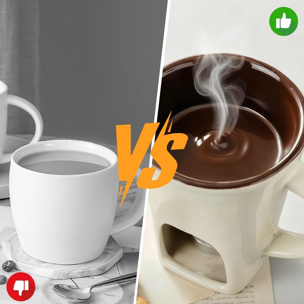 🕯️ Ceramic Fondue Mug for Chocolate & Cheese | Tealight Heating, Easy Clean, Cozy Moments