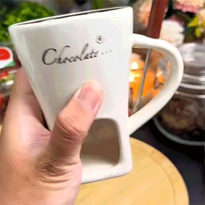 🕯️ Ceramic Fondue Mug for Chocolate & Cheese | Tealight Heating, Easy Clean, Cozy Moments