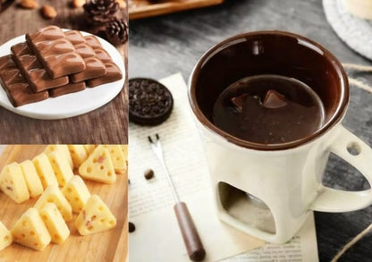 🕯️ Ceramic Fondue Mug for Chocolate & Cheese | Tealight Heating, Easy Clean, Cozy Moments